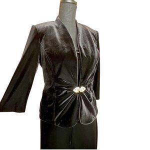 ALEX EVENINGS Black Velvet 3 Piece Outfit Size Medium Pants Large Tops